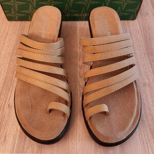 Eastland Women’s Sandals Size 8-Wide Florence Stone Tan Wedge Summer Comfort NIB